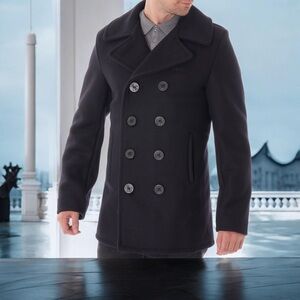 Scott Men's Elegant Black Peacoat